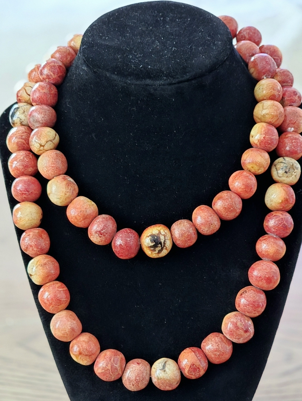 Vintage Apple Blossom Coral 15mm Bead 18" Necklace 204g Large Chunky Retro Boho